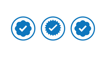 Verified badge profile set, Instagram verified badge, Social media account verification icons,  Blue check mark icon, approval sign, Blue tick verified badge icon, vector illustration eps 10.