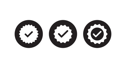Check mark verified account icons, Verified badge tick mark icon, verified and authentic tick mark icon approve sign, vector illutration eps 10.