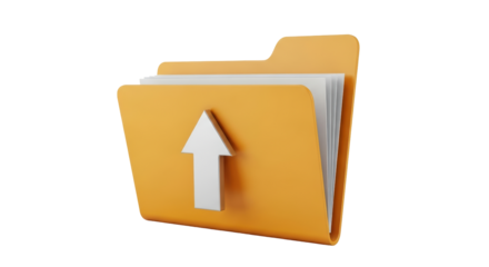 Isolated folder with upload icon holds documents for easy file transfer access