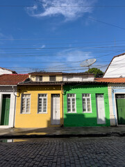 Colorful Colonial Houses with Bright Facades