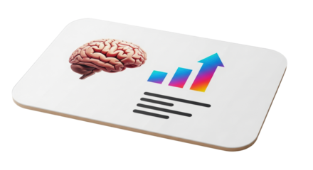 Isolated brain-related graph representing business success and mental development, growth concept