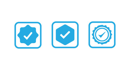 Verified badge profile set, Instagram verified badge, Social media account verification icons,  Blue check mark icon, approval sign, Blue tick verified badge icon, vector illustration eps 10.