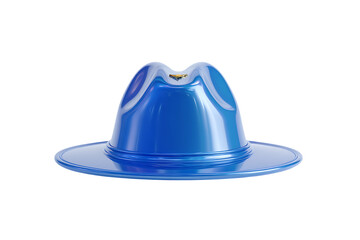 Stylish and Vibrant Blue Glossy Fedora Hat for Fashionable Individuals Isolated on transparent background, cutout