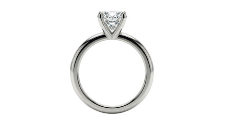 Isolated platinum engagement ring with round brilliant cut diamond, marriage symbol