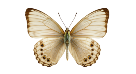 Isolated Tropical Butterfly with Elegant Wings and Distinctive Eyespots, Detailed View