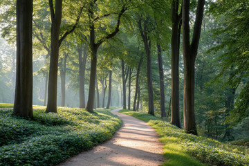 immerse yourself in breathtaking summer landscape across  different countries showcasing forest pathways