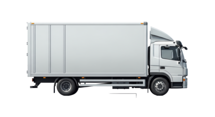 Isolated delivery truck or transporter in silver color scheme for commercial use online
