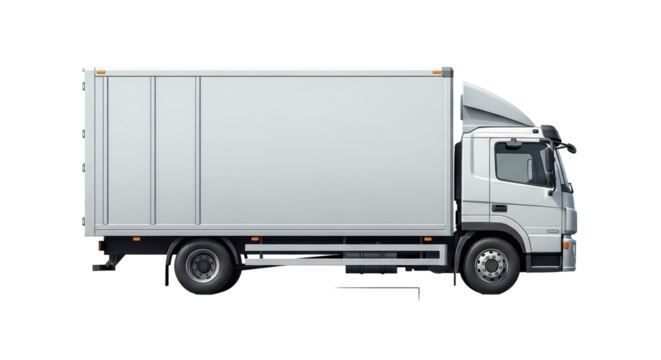 Isolated delivery truck or transporter in silver color scheme for commercial use online