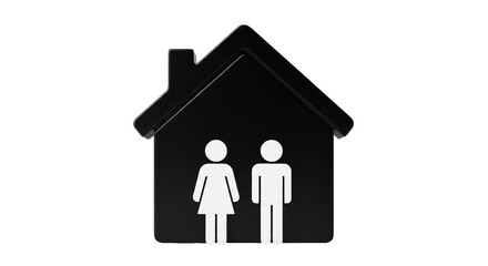Isolated house for a family icon, simple and symbolic, happy marriage and family home