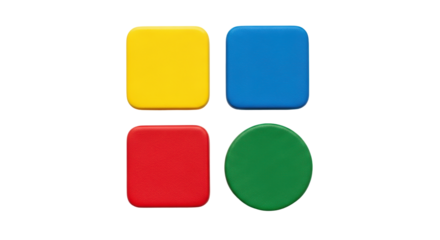 Isolated collection of colorful shapes for visual presentations or design concepts, simple graphics