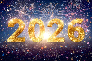 Shiny 2026 with Fireworks and Confetti