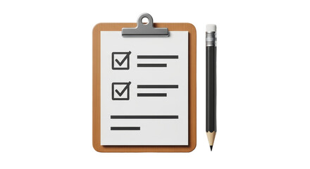 Fototapeta premium Isolated checklist with pencil, business and document clipboards, survey, form, checkmark