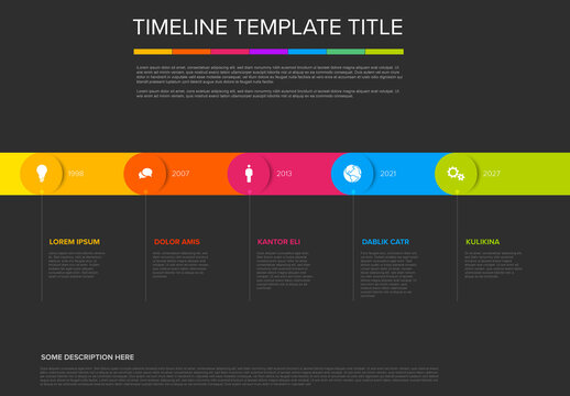 Colorful Horizontal Timeline Template with Milestones and Descriptions