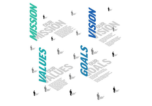 Business Mission, Vision, Values, and Goals with People Icons