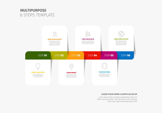 Multipurpose 6 Steps Horizontal Infographic Template with Icons