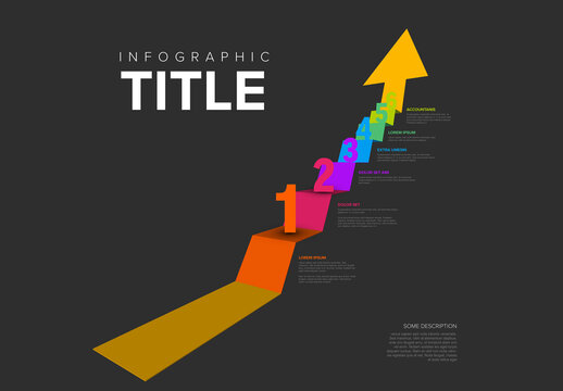 Colorful 3D Arrow Infographic with Steps for Progress and Growth