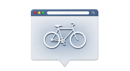 Isolated Bicycle Icon in Browser Window, Concept for Transportation, Cycling and Health, Fitness