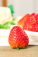 Fresh Red Strawberries with Shallow Depth of Field - Healthy Organic Fruit Close-up