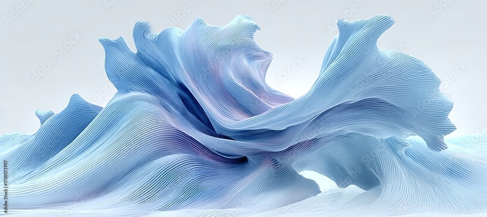 Wall mural vibrant blue textured waves abstract background with flowing curves and smooth swirl patterns design