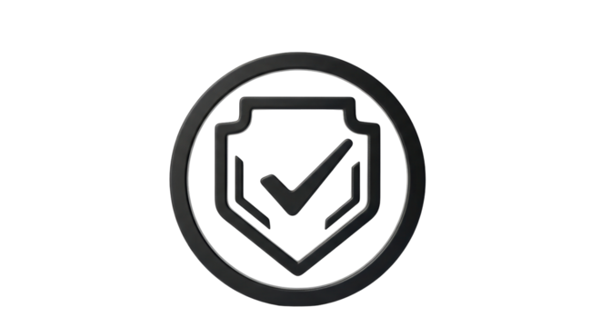 Isolated black shield with check mark icon for cybersecurity authentication & verification - Powered by Adobe