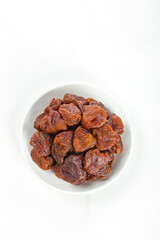 Fresh Lychee Fruit Meat in White Bowl on White Background