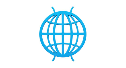 Isolated blue globe grid lines, geometric structure, curved elements, bright conceptual design