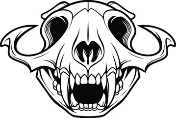 Realistic Animal Skull Illustration. Vintage Animal Skull Design. Tribal Deer Skull Illustration. Western Bull Skull Design. Wild Buffalo Skull Illustration. Animal Skeleton Skull Design. Cow Skull