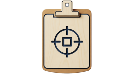 Isolated wooden target clipboard illustration for planning and decision-making visuals