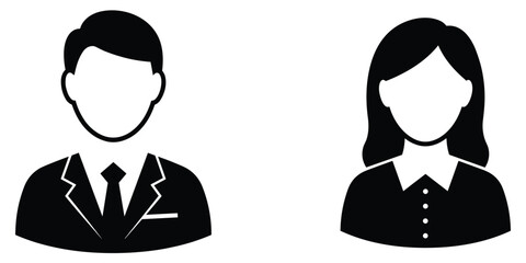 Man and Woman Business Icons on White Background profile silhouette