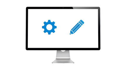 Isolated computer monitor screen with icon, modern design, vector illustration with no shadow