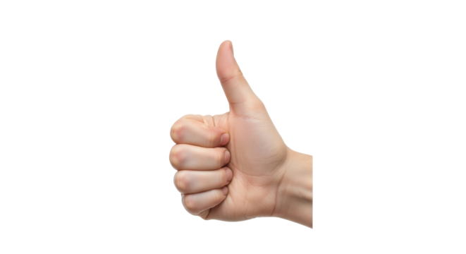 Isolated hand gesture of a person giving a thumbs up sign for approval, positive concept