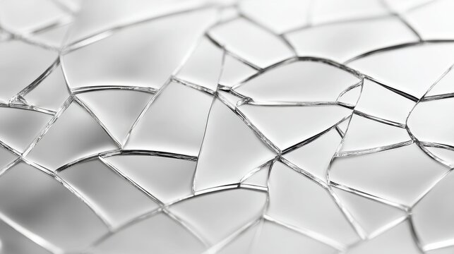 Broken mirror reflecting light showing shattered surface in close up