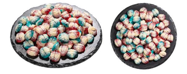 colorful brain shape jelly candies, delicious colorful Halloween sweets