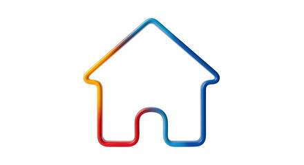Isolated house outline illustration, a colorful vector home icon with gradient, simple shape