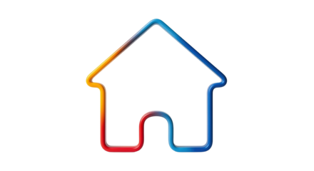 Isolated house outline illustration, a colorful vector home icon with gradient, simple shape