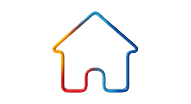 Isolated house outline illustration, a colorful vector home icon with gradient, simple shape