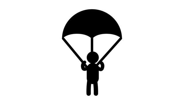 A person descends with a parachute, symbolizing risk, bravery, and the controlled leap into the unknown with resilience and hope