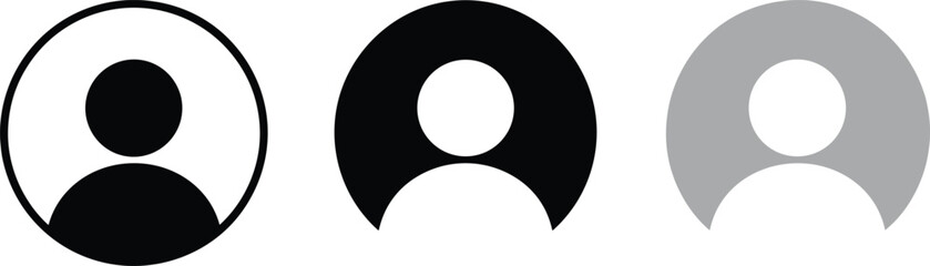 Three user profile icons in different styles on white background avatar person