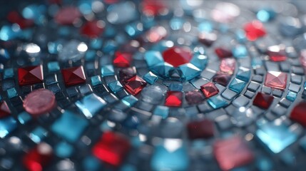 Obraz premium Sparkling mosaic of red and blue gems creating a stunning visual effect