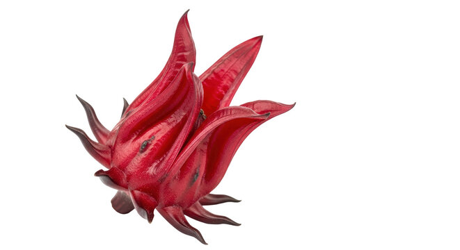 Isolated vibrant red roselle calyx is ready to be used for tea, jam, or juice drinks