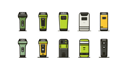 Electric Shaver Collection, Household Appliances, Minimal Design, Digital Illustration, Flat Style, Interior View, Modern Concept