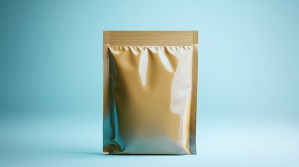 Modern packaging bag mockup featuring a smooth, shiny design in a minimalist style, perfect for food branding and marketing presentations in a studio setting