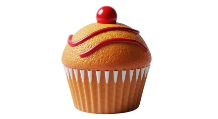 Isolated Orange Cupcake with Cherry