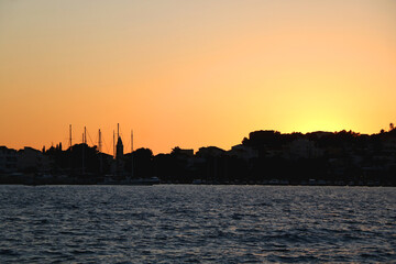 Fototapeta premium Beautiful sunset in Stobrec, small coastal town near Split, Croatia.