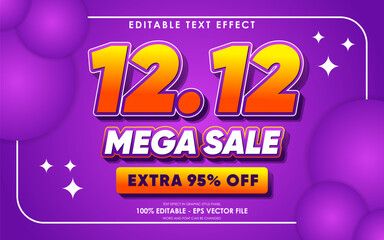 Editable 12 12 monthly mega sale text effect