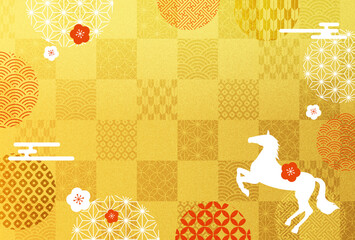 2026年 正月 午年の年賀状　和柄　背景 new year