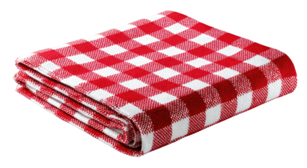 Folded red and white checkered blanket