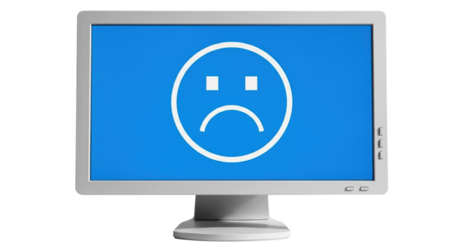 Isolated Computer Screen with Sad Face