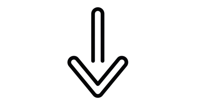 Isolated Down Arrow Outline