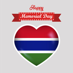 Happy Memorial Day Gambia Flag Heart Banner